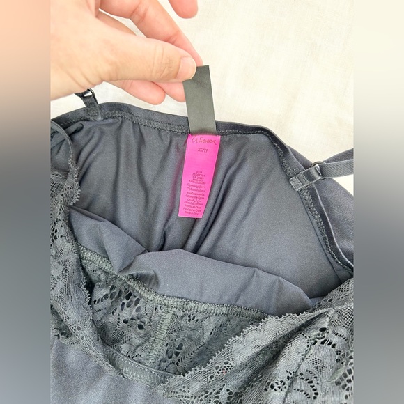 La Senza Black Lace Deep-V Slip Dress Nightgown - Picture 5 of 7
